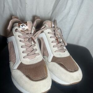 Michael Kors Cream and Brown Athletic Shoes